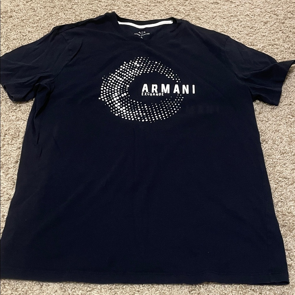 Armani Exchange Navy Short Sleeve Tee with White Dot Logo